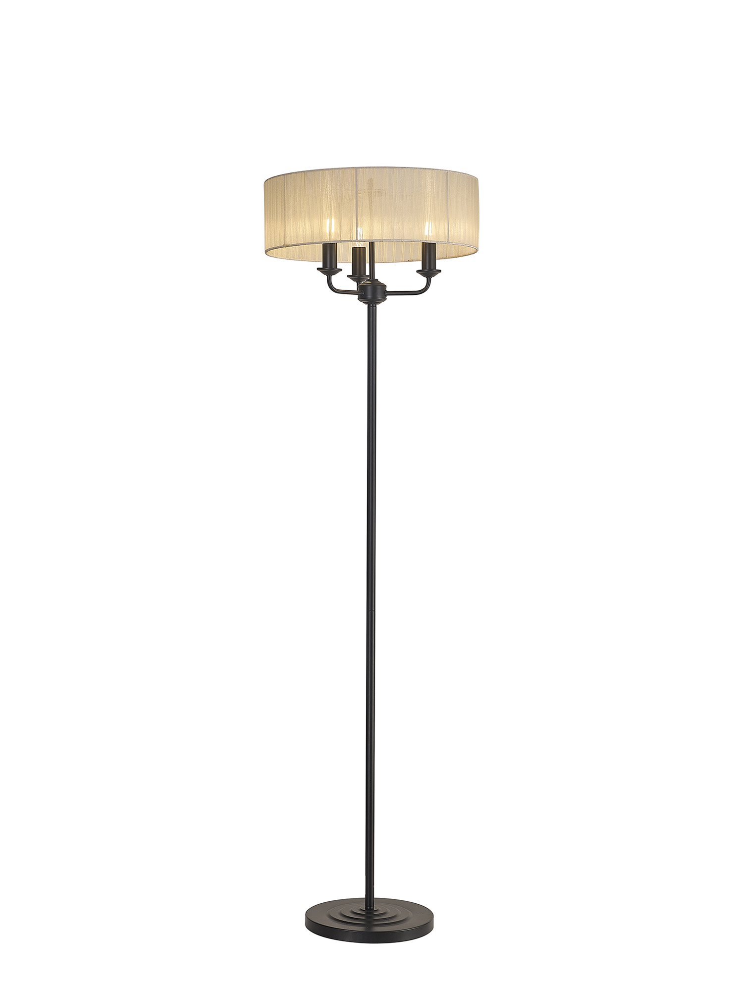 Banyan 45cm 3 Light Floor Lamp Matt Black, Cream